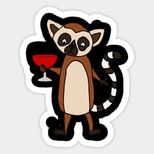 Smiledrinka Lemur Drinking Wine Sticker